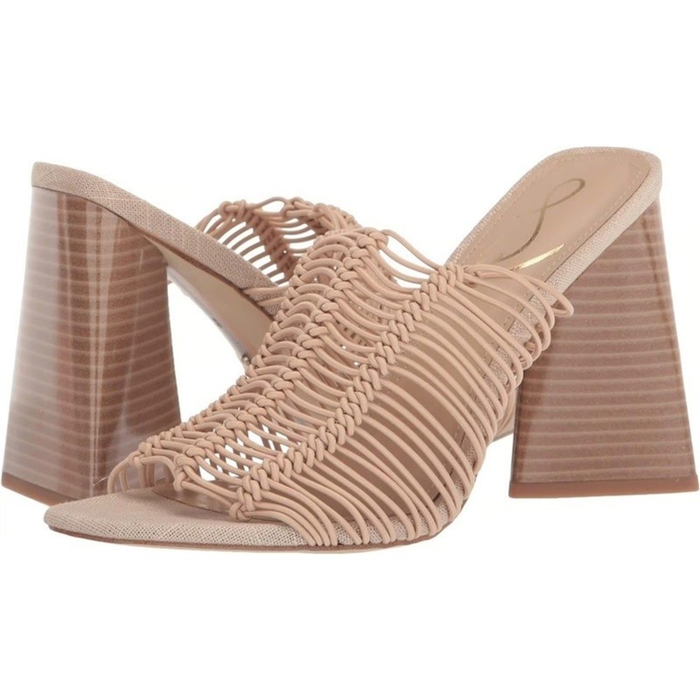 NWOTD Sam Edelman 10 Laurette Block-Heel Sandals Strappy Beige 131709 - Picture 2 of 7